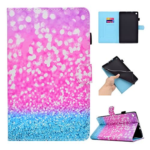 Case for Kindle Fire HD 8 Tablet, GSWAY Thinnest Lightest Folding Stand PU Leather Cover with Auto Sleep/Wake & Anti-Slip for Amazon Kindle Fire HD 8 2018/2017/2016 - Sparkling Sand