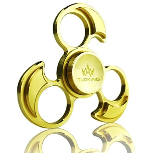 TUOKing Hand Fidget Spinner, Spin 3-5 Minutes, EDC ADHD Focus Tri-Spinner Toys Pure Brass Durable Metallic Material Si3N4 Ceramic Bearing DIY Hollow Tricyclic Skeleton With Gift Box