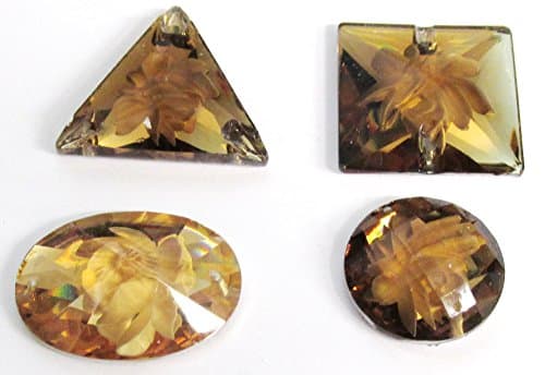 24 mm Square Brown flat back sew on Acrylic crystal flower inset rhinestone craft gem stone 12 pieces