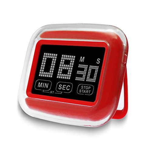 Digital Kitchen Timer with Large Touch Screen Magnetic Countdown Timer with Unique Stand By cAoku (RED)