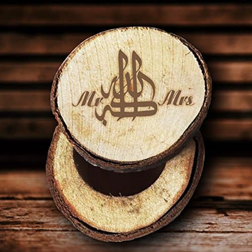 Vintage Music Note Mr and Mrs Wedding Ring Box Wood Engagement Ring Box Valentines Day Gifts for her