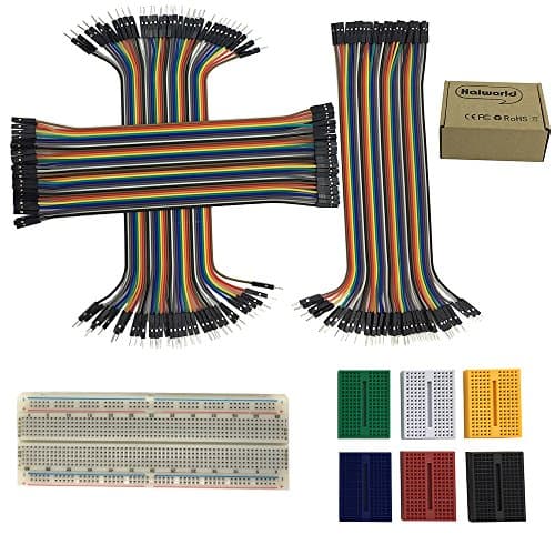 Haiworld 6pcs 170 tie point + 1pc 830 tie point Solderless Circuit Breadboard + 40P 20cm Wire Jumper Cable 1P-1P Male-Male/Female-Female/Female-Male