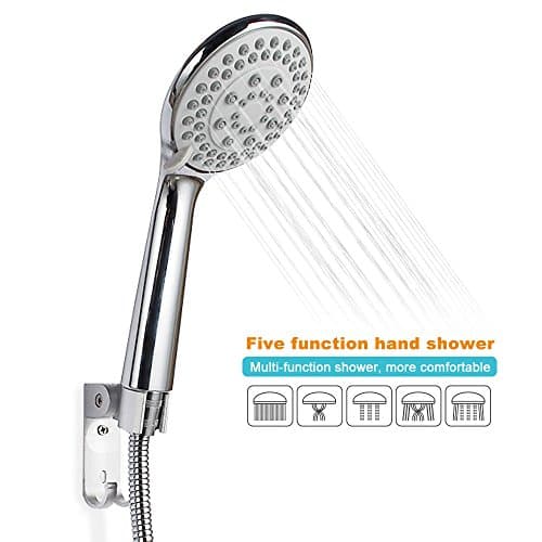 Shower Head,SHONCO Handheld Shower Head Set High Pressure Suit with Powerful Shower Spray Against Low Pressure Water Supply Pipeline Multi-functions 5 Mode Settings with 1.5m Hose Shower Bracket Bathroom Accessories Filter Fixed Showerhead
