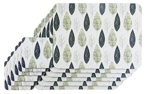 6 x Cork Backed Place Mats With Matching Coasters - 29 x 22 cm (11.5" x 8.5") (Autumn Leaves)