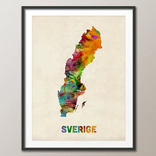 Sweden Watercolor Map art print, unframed -452