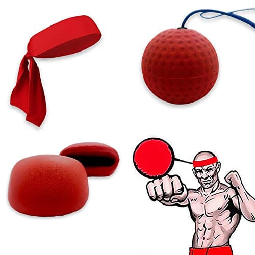 Ancees Boxing Reflex Ball Training, Fight Ball Reflex with Head Band Punch Gloves Quick Puncher Boxing Speed Ball Great for Training Gym Equipment Super for both Training and Fitness (Red)