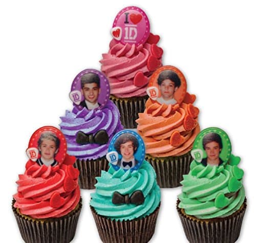 12 Assorted One Direction 1D Boy Band Group Favours Cupcake Rings Decorations