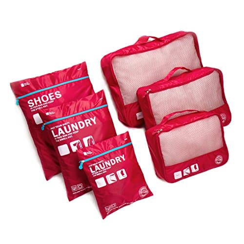 Eazeehome 6 Set Storage Bag Travel Organizer Packing Cube with Laundry Bag Waterproof for Luggage