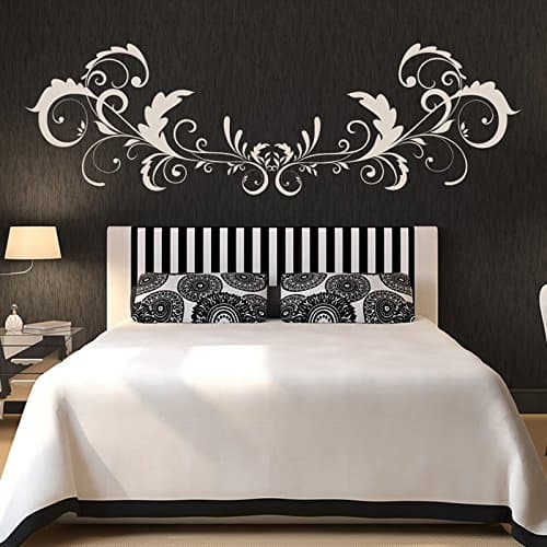 Leaf Swirl Wall Sticker Headboard Design Wall Decal Bedroom Home Decor available in 5 Sizes and 25 Colours X-Small Ivory Beige