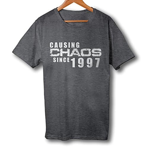 21st Birthday Gift Causing Chaos Since 1997 21st Birthday Gift - Womens & Mens Fit/Unisex T Shirts Now Available. Many Colours