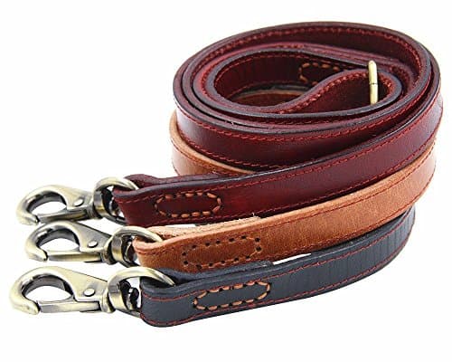 Moonpet Soft and Extra Durable Real Genuine Full Grain Leather Dog Training Leash Lead - Premium Heavy Duty 4 ft x 4/5 Inch - Best for male/female Medium/Large Breeds - Light Brown