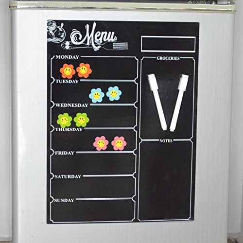 Black Magnetic Chalkboard Dry Erase Board, For Kitchen Fridge with List And Notes (Menu Blackboard Included 400*300mm)