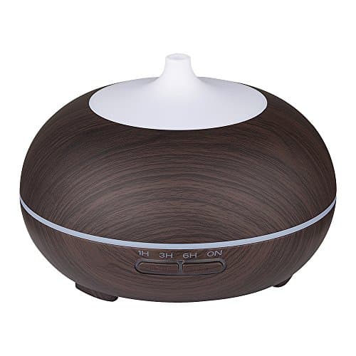 ChosenTech Aroma Diffuser, 400ml Aromatherapy Essential Oil Humidifier, Ultrasonic Cool Mist Air Humidifier with 7-Color LED Light Change, Set Timer & Auto Waterless Off for Christmas Gifts, Girl Friend, Wife, Home, Bedroom, Yoga, Spa and Office - 400ml Black Wooden