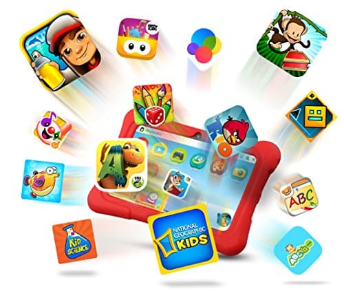 Kids HD Tablet - 7" Quad Core Tablet PC (1 GB RAM, 8GB HDD, Google Android 5.1, WIFI Enabled, Google Play) - UK Warranty + Extra Protection Case - Tecwizz (Red)