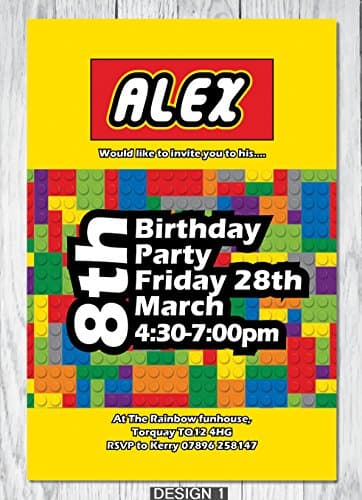 10x Personalised Children's Party Invites with Envelopes