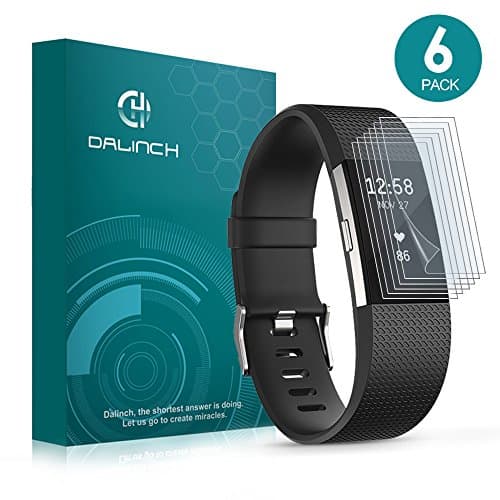 Fitbit Charge 2 Screen Protector (6-Pack),Dalinch Wet Applied Full Coverage Screen Protector for Fitbit Charge 2 HD Clear Anti-Bubble Film