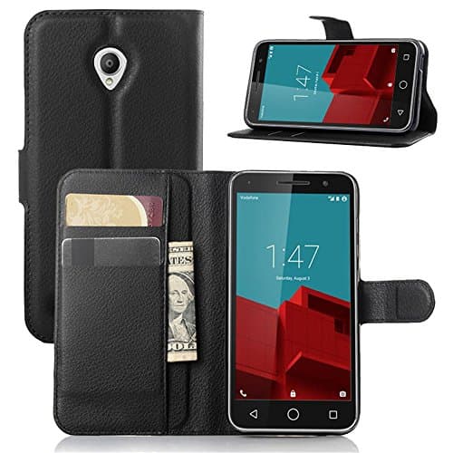 Vodafone Smart Prime 6 Case, Vikoo Stand Flip PU Leather Wallet Case with Built-in Card Slots and Cash Compartment for Vodafone Smart Prime 6(Black)