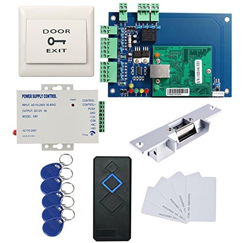Network Single Door Access Control Board Systems Kit Strike NO Lock RFID Reader Power Unit Push to Exit Button