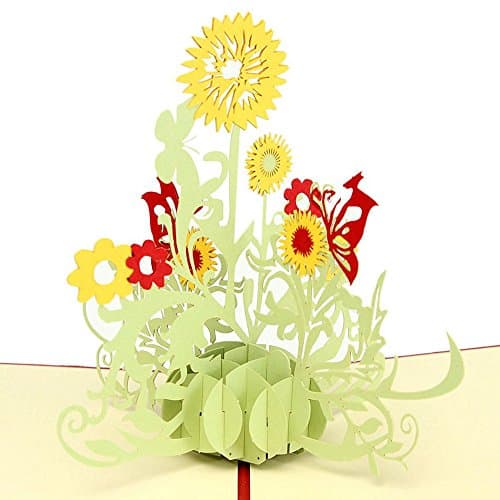 UNIQUEplus SUNFLOWER Creative 3D Pop UP Greeting Kirigami Gift Cards for Anniversary, Wedding, Birthday, Couple, Mother's Day, Father's Day, Thank You