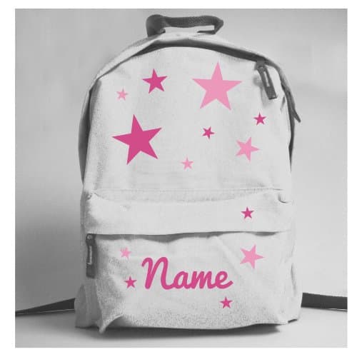 Pink Collection Personalised Stars Rucksack, White