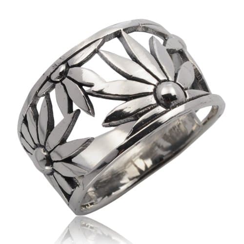 Thaimart Beautiful Sunflower Handmade Ring 925 Sterling Silver Size UK=P US=8