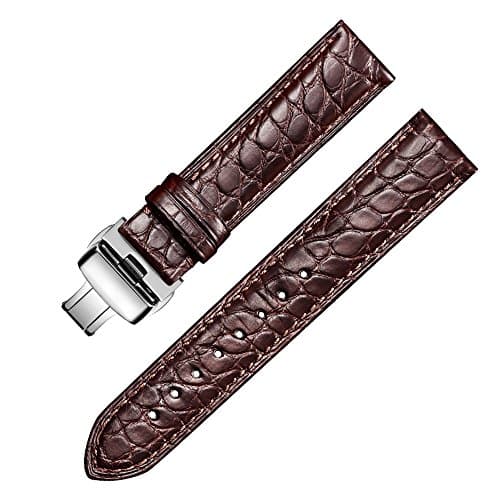FREE PATH Watch Strap - Brown / Black / Dark Brown Genuine Alligator Leather Band 18 / 20 / 21 / 22mm with 4 Springs Bars and Spring Bar Removal Tool