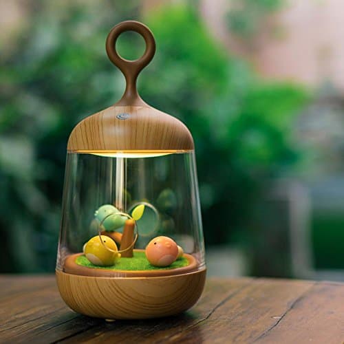 Creative Wood Grain Music Light Bedside Colorful Atmosphere Table Lamp Micro-Landscape Cage Lamp , brahms (wood grain)