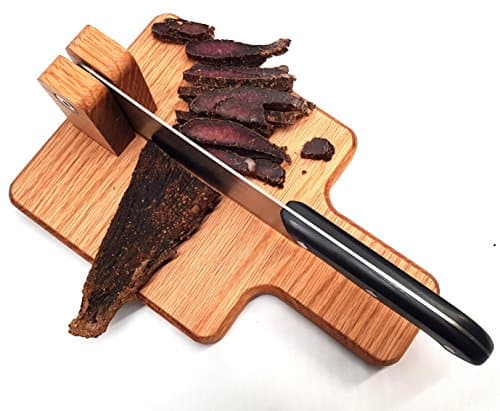 Solid Oak Biltong Cutter with Stainless Steel Cleaver