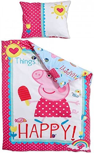 Peppa Pig Single Bedding in 100% Cotton - Happy