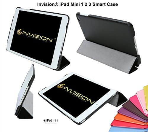 Invision® iPad Mini 1 2 & 3 Smart Case Cover - Superior Design Features - Magnetic Auto Wake/Sleep Function Quality PU Leather - Recommended by "Which?" Magazine (iPad Mini 1 2 & 3 Black)