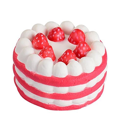 LETTER Jumbo Squishy Strawberry Cake and Mini Squishy Donuts Slow Rising Soft Squishies Charms Toy (Red)