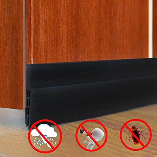 Under Door Sweep Weather Stripping Soundproof door Draft Stopper Direct Energy Saver for Door Bottom Seal, 1.6’’ Width×39’’ Length(Black)