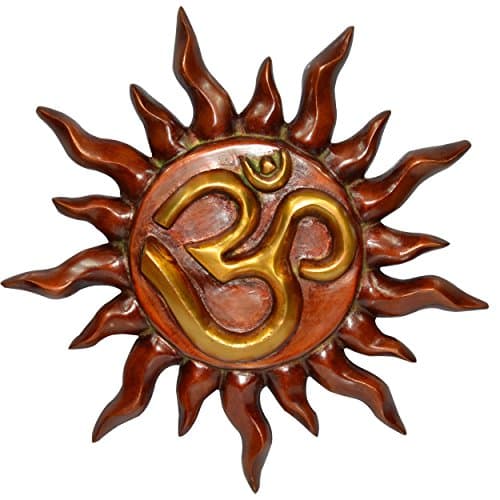DronaIndia Home Décor Sun Shape Om Brass Wall Sculpture