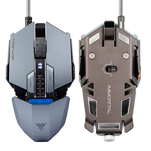 Gaming Mouse, Professional RGB Optical 4000 DPI 7 Programmable Buttons USB Wired gamer mice, 4 Adjustable DPI Levels, LED Backlight for Laptop PC computer Desktop Notebook - Grey