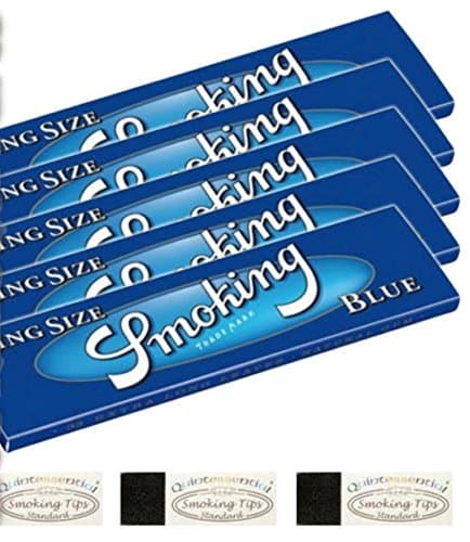 5 Smoking Blue King Size Rolling Papers & 3 Quintessential Standard Roach Tips Deal By Trendz