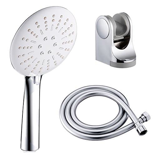S R SUNRISE Handheld Shower Head Set, 3 Functions Hand Shower Head with 1.5m Anti-Kink Shower Hose and Adjustable Shower Wall Bracket, Polished Chrome