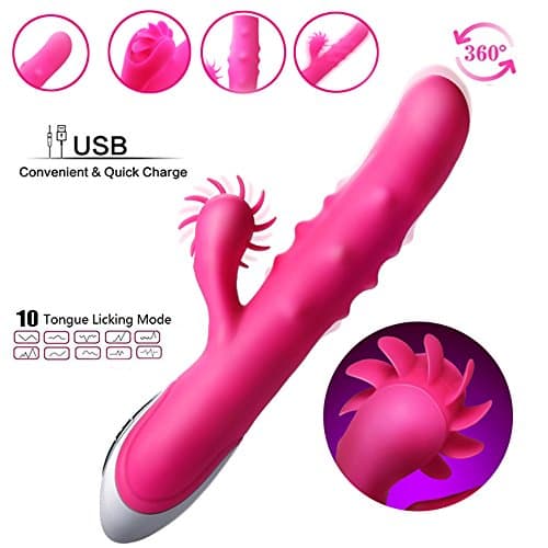 Super Happiness Tongue Vibrato With Impact Function And 10 Vibrating Modes And Silicone USB Charging Vibrating Massager For Adult And Woman Presents (Pink)