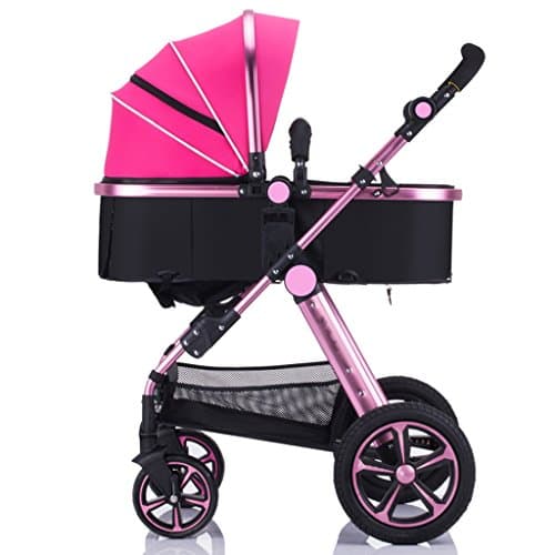 ERRU Baby Pushchairs Prams Folding Baby Stroller/Can Sit Lie Down Two-way Lightly Carrying Winter And Summer Dual Use Baby Trolley Rose Gold Color for parent who want fashion travel