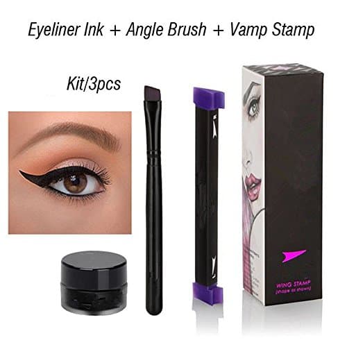 SEARCHALL Vamp Stamp Eyeliner Complete Set Kit Easy to Makeup Eye Wing Liners 3 In 1 Liquid Long Lasting Drawing Eyeliners Stamps 1 Second Make Up Tool-Size Large