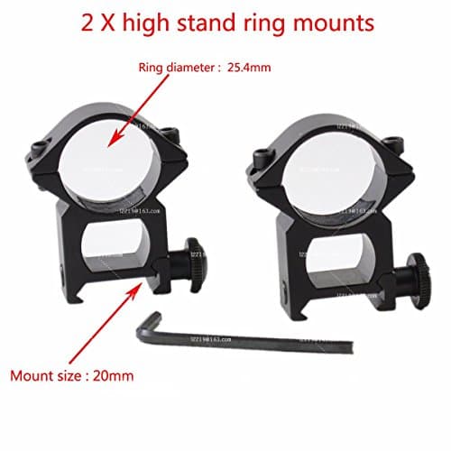 Rifle Pistol Airsoft scope high ring mounts 25.4mm diameter fit weaver rail (25.4mm*20mm Black)