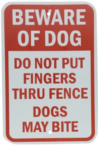 SmartSign 3M Engineer Grade Reflective Sign, Legend "Do Not Put Fingers Thru Fence Dogs May Bite", 18" high x 12" wide, Red on White