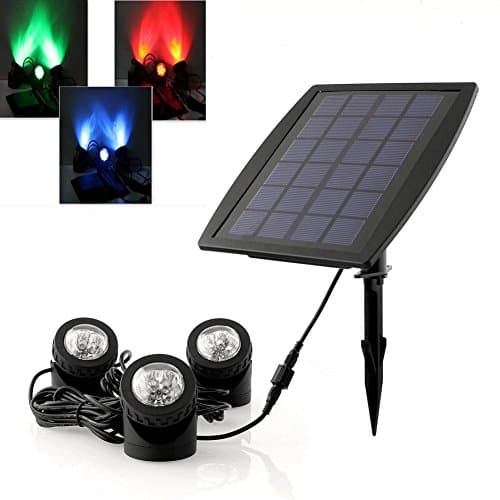 DECKEY Solar Spotlight Underwater Pond Lights Waterproof IP68 Security RGB Lamp for Outdoor Garden Yard Patio
