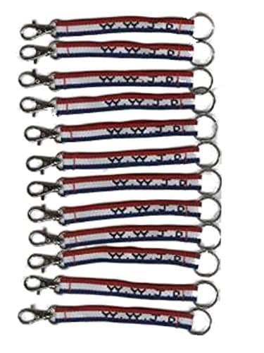 1 Dozen Red White Blue Stripe With Black Writing Woven W.W.J.D Key Chains What Would Jesus Do by CTC Gifts