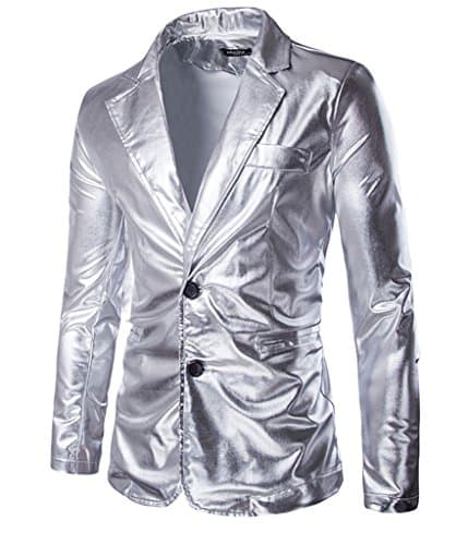 Choose Men Metallic Slim Fit Casual Two Button Blazer Jacket