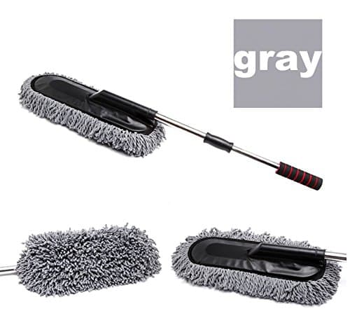 car cleaning Dust Remover, Removal Telescopic Handle Static Microfiber Car Wax Cartridge Car Wash Mop , Car Accessories Indoor Use Cleaning Tools (gray)