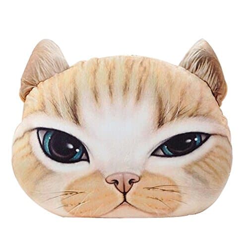 LifeJoy 3D Plush Cat Head Shape Pillow Car Sofa Chair Back Cushion