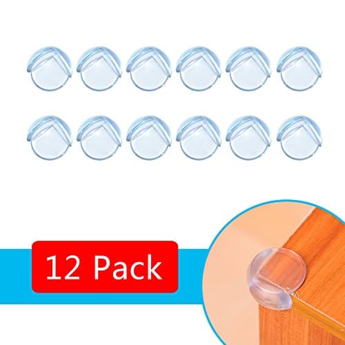 WOSON 12 Pack Soft Clear Table Corner protectors Baby Child Safety Corner Guards Desk Table Edge Furniture Corner Protectors with Strong Adhesive