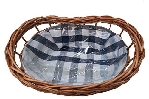 Joke Gall Bread Basket Willow Baskets in Cottage Style Blue/White Check 20 x 34 cm