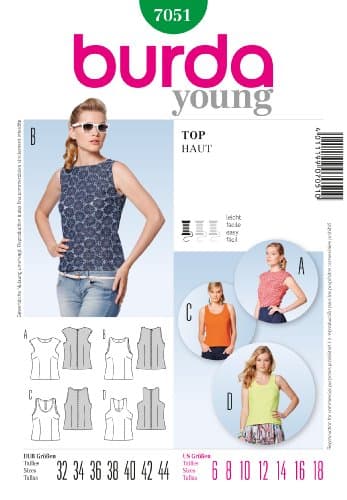 Burda Pattern for Ladies' Top with Drop Shoulders