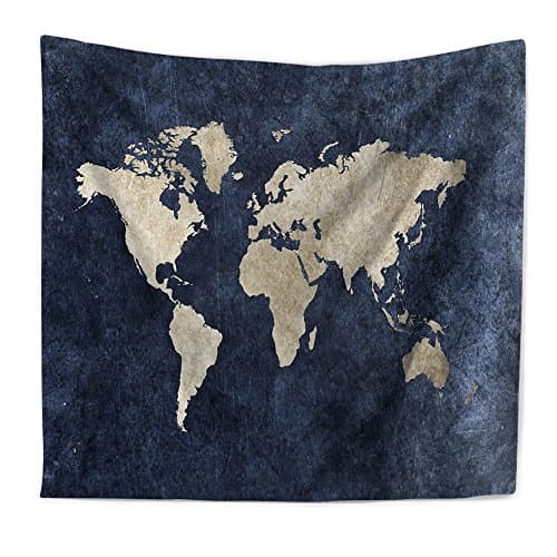 Yakey World Map Tapestry Leightweight Polyester Abstract Art Wall Hanging for Living Room ,Bedroom ,Dorms Home Décor Accessary(Map 1,50"x60")